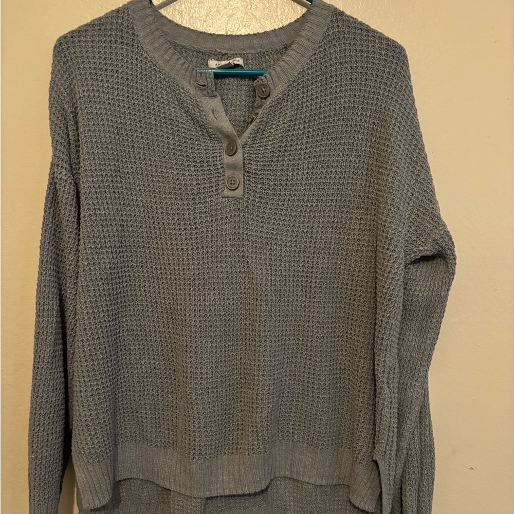 American Eagle Outfitters Gray Waffle Knit Sweater